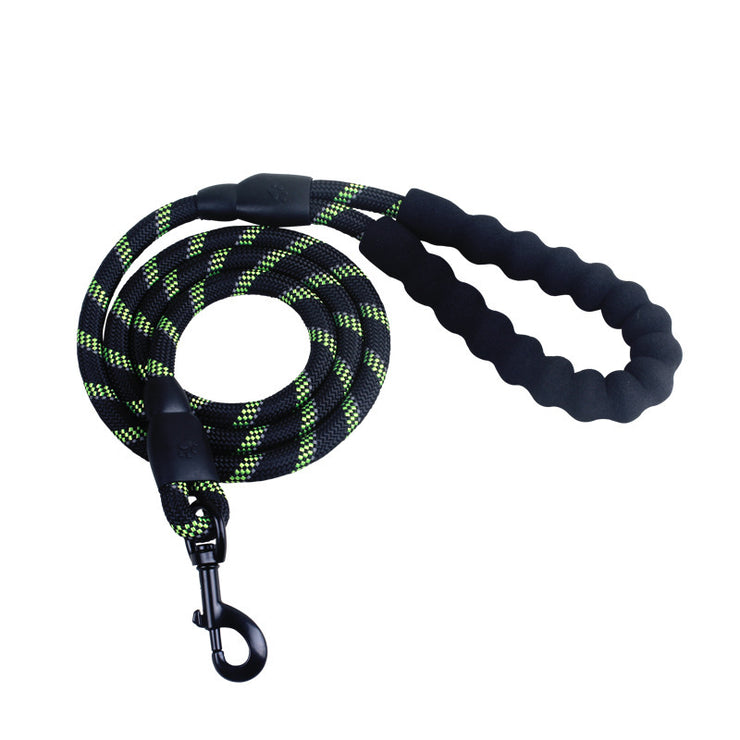 Reflective nylon dog leash with foam handle