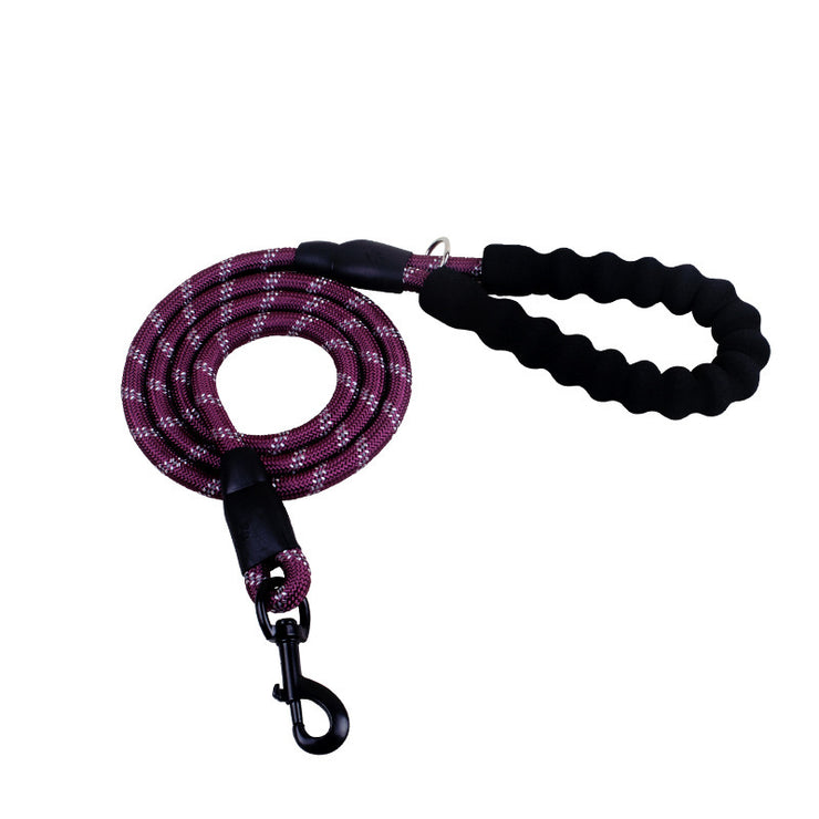 Reflective nylon dog leash with foam handle