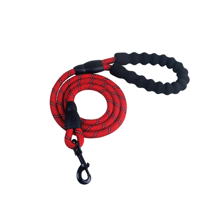 Reflective nylon dog leash with foam handle