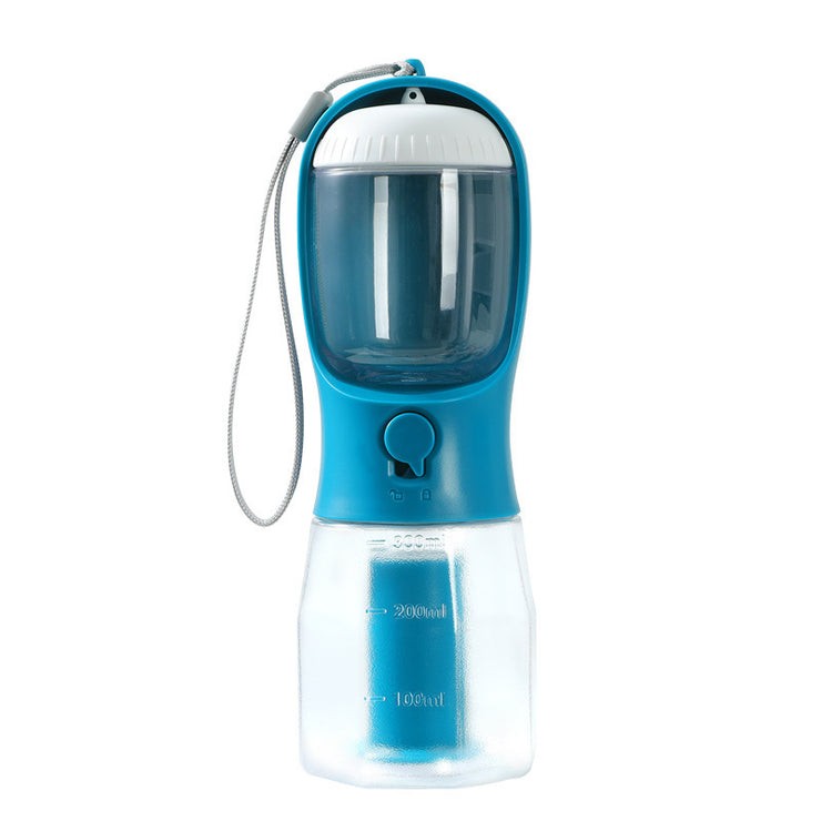 3-in-1 Dog Water Bottle with Food Container & Waste Bag Dispenser – Portable Pet Travel Cup