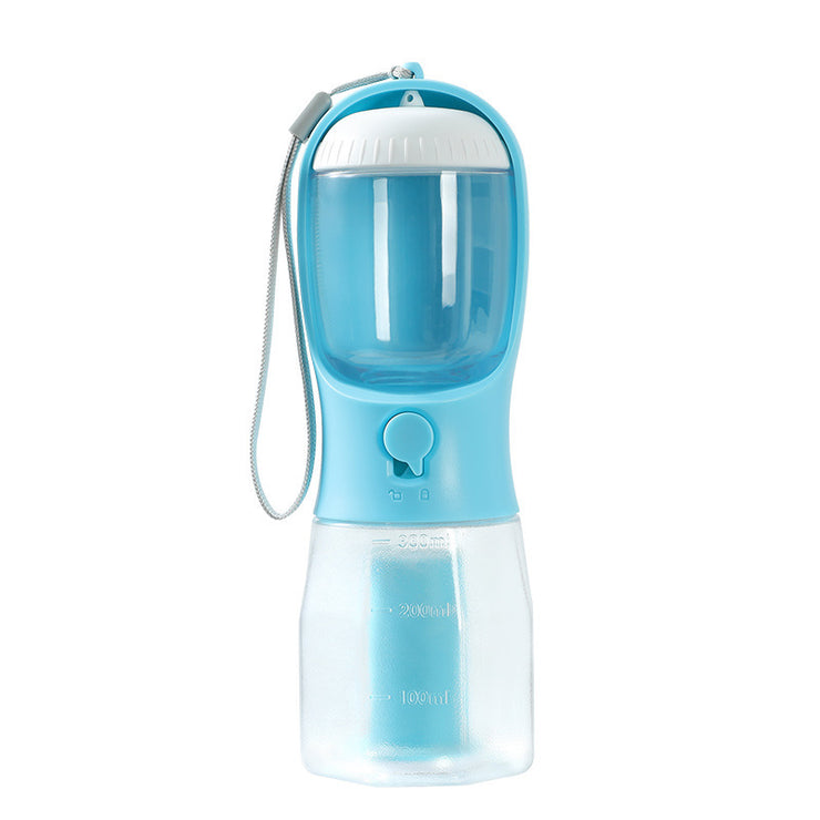 3-in-1 dog water bottle with food container and waste bag holder