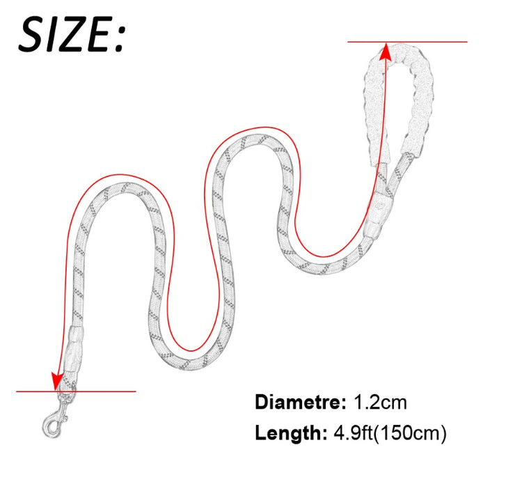 Reflective nylon dog leash with foam handle