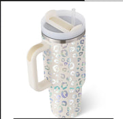 40oz Insulated Tumbler with Handle & Straw – Stainless Steel Vacuum Coffee Mug with Lid, Spill Proof Travel Cup for Hot & Cold Drinks