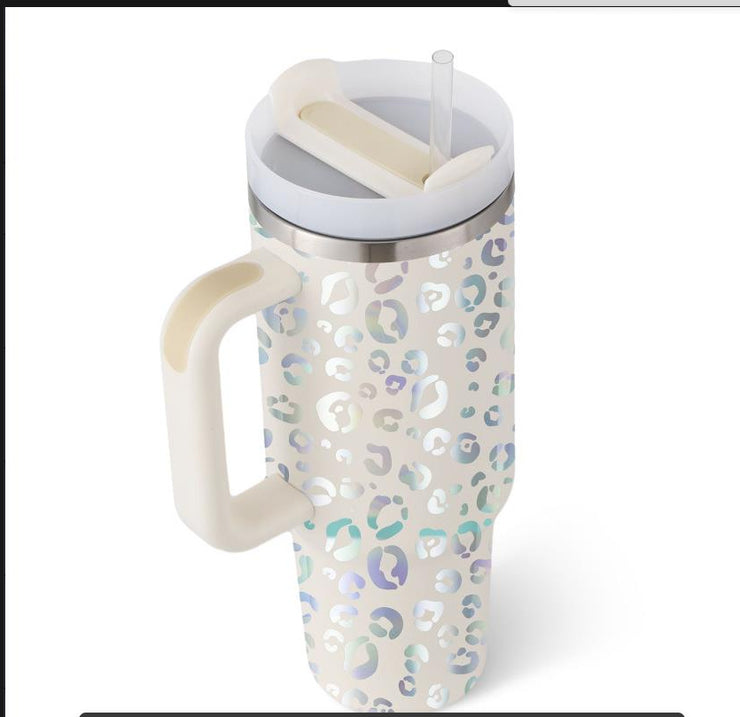 40oz Insulated Tumbler with Handle & Straw – Stainless Steel Vacuum Coffee Mug with Lid, Spill Proof Travel Cup for Hot & Cold Drinks