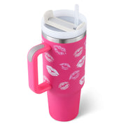 Large vacuum insulated coffee tumbler spill proof lid