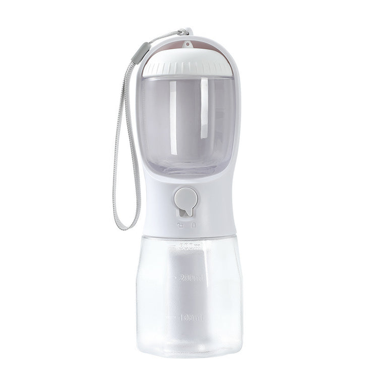 3-in-1 dog water bottle with food container and waste bag holder