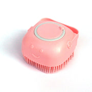 Silicone Dog Bath Brush with Shampoo Dispenser – Pet Massage Grooming Gloves for Dogs & Cats