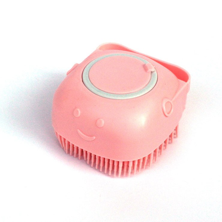 Silicone Dog Bath Brush with Shampoo Dispenser – Pet Massage Grooming Gloves for Dogs & Cats