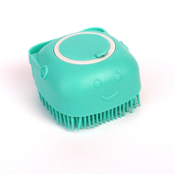 Silicone dog bath brush with shampoo dispenser