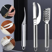 3pcs stainless steel fish scale scraper set with shrimp cleaner