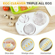 Egg slicer cutting boiled eggs into slices and wedges