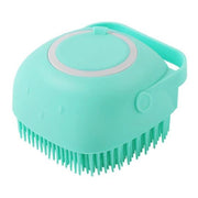 Silicone dog bath brush with shampoo dispenser