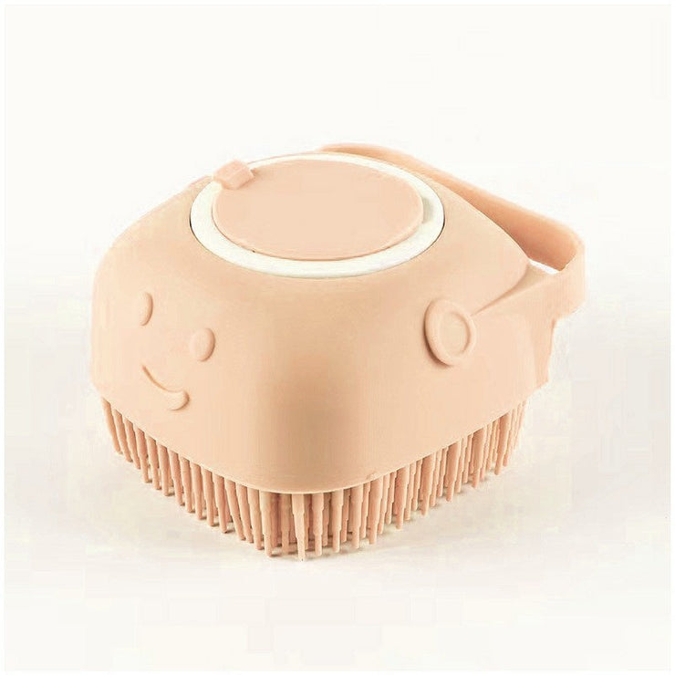 Silicone dog bath brush with shampoo dispenser