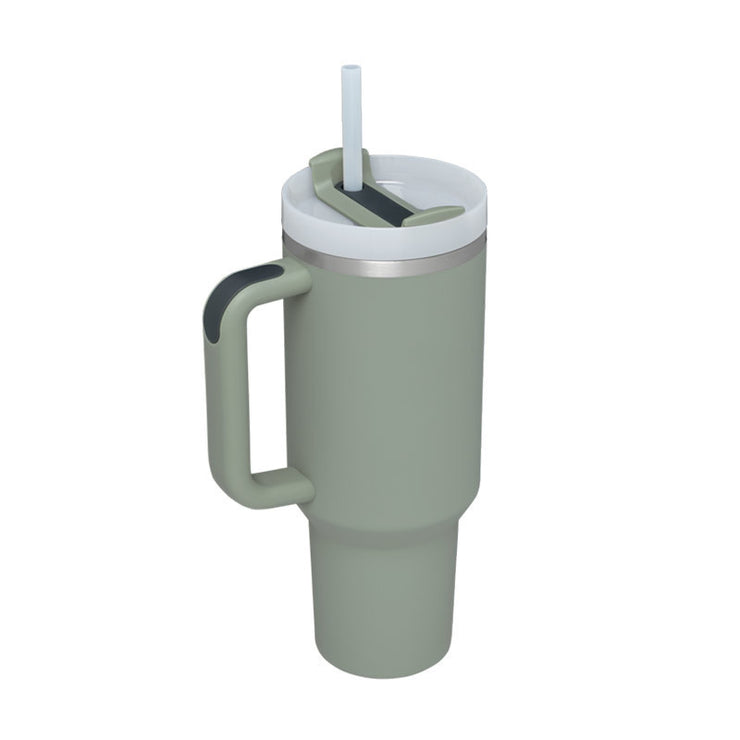 40oz Insulated Tumbler with Handle & Straw – Stainless Steel Vacuum Coffee Mug with Lid, Spill Proof Travel Cup for Hot & Cold Drinks