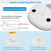 Gift-ready electric mug warmer with intelligent heating