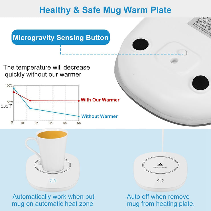 Gift-ready electric mug warmer with intelligent heating