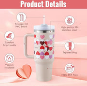 Durable stainless steel 40oz water cup with straw and handle